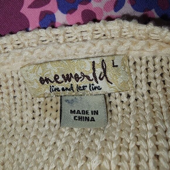 One World Chunky Knit scooped neck sweater Size Large - Picture 6 of 7